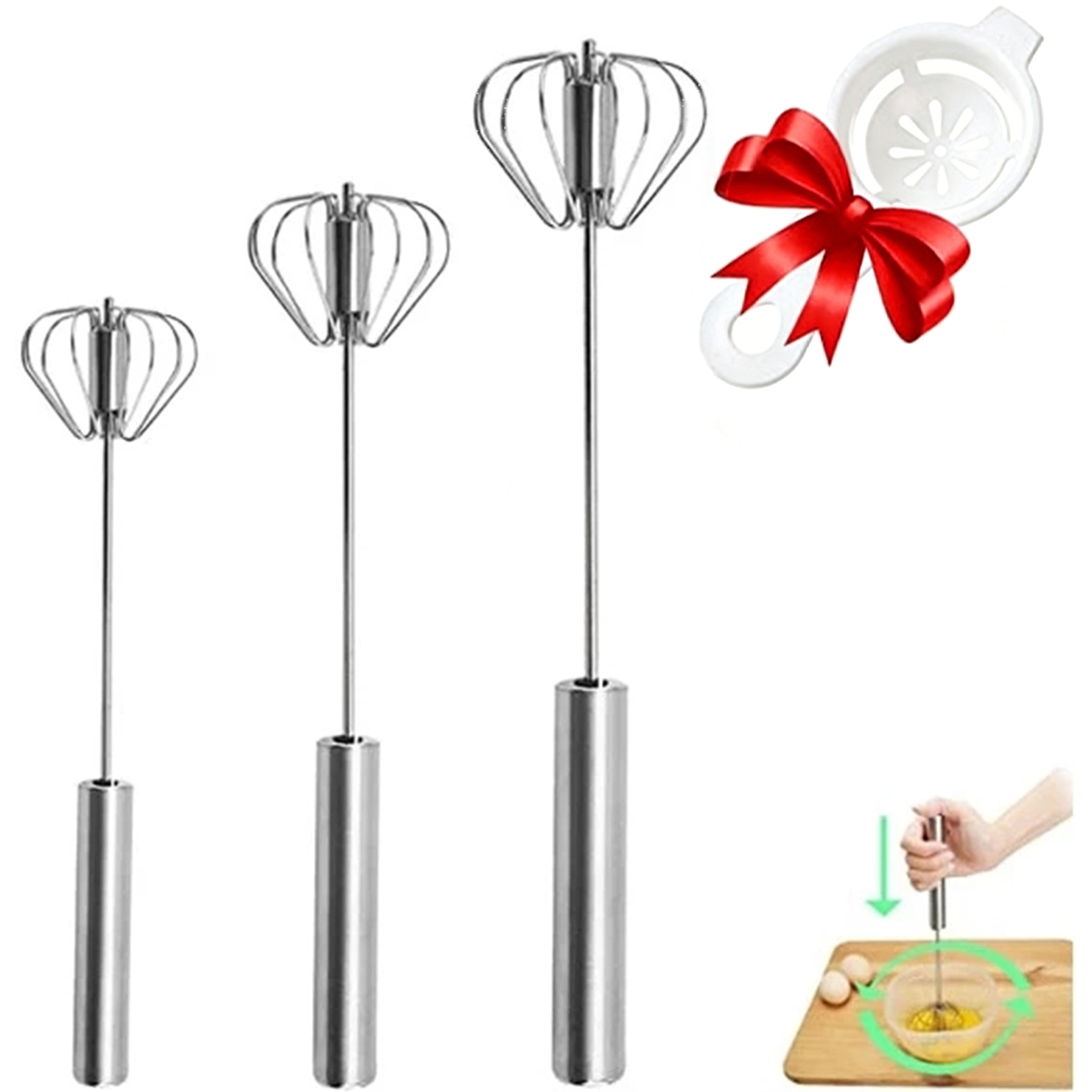Kitchen Appliances Integrated - 1/3pcs 스테인레스 스틸 계란 거품기 간편한